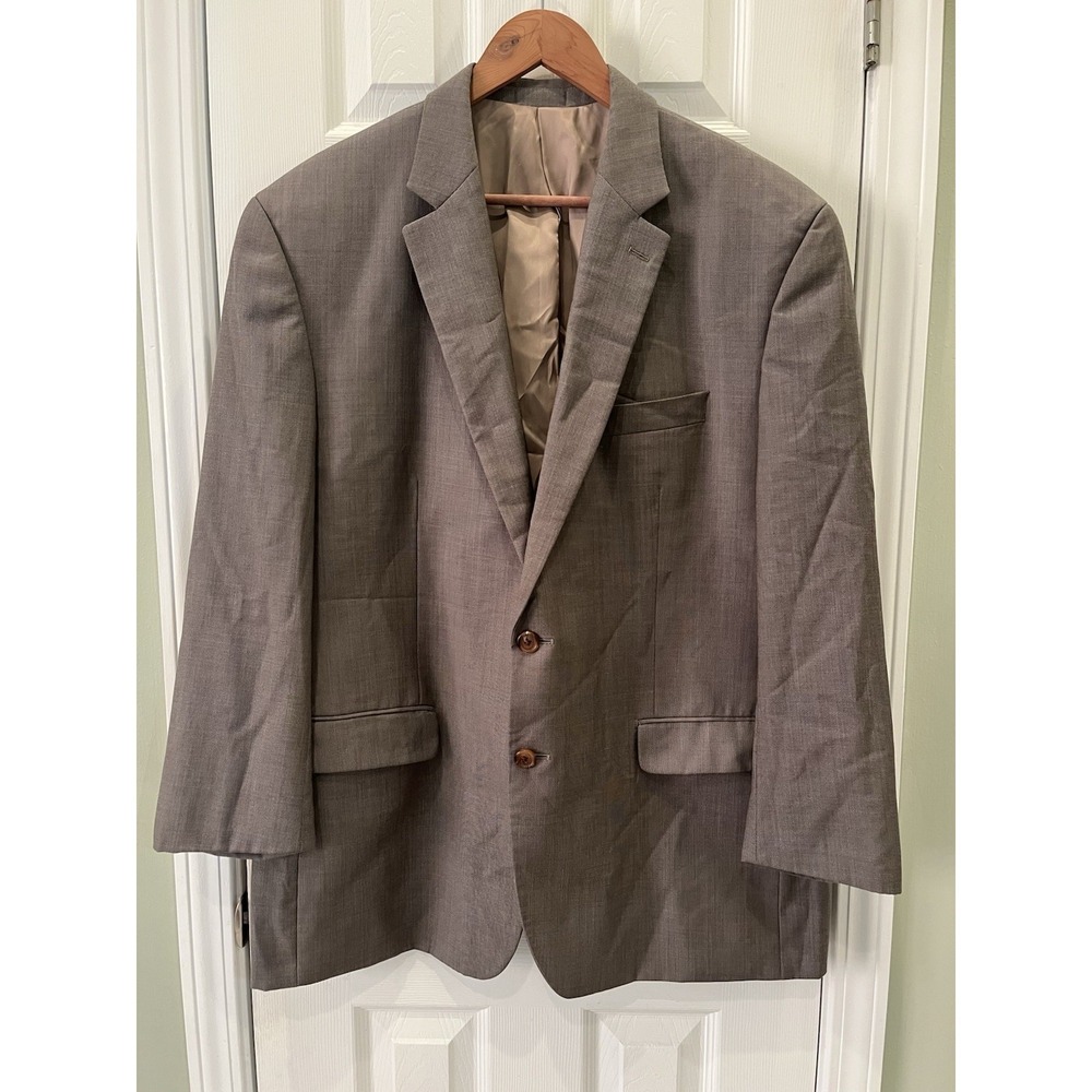 Ralph Lauren 100% Wool Sport Coat‎ Men's 48R Blazer Gray Subtle Windowpane
